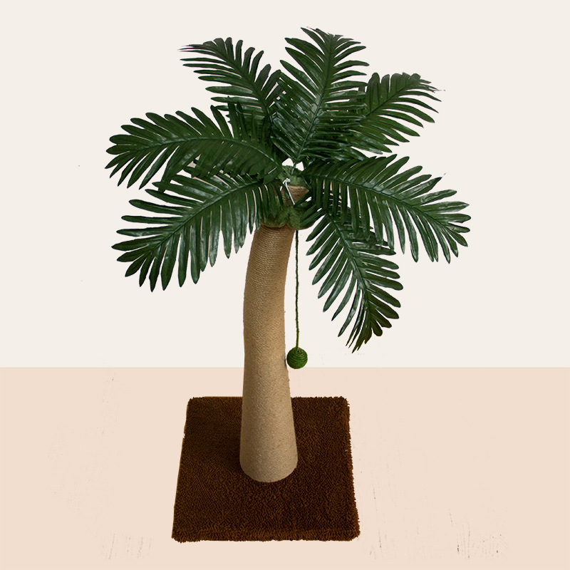 MIAOGE Jutából készült macskakapará oszlop – Tropikus esőerdő témájú kókuszfával formázott mászókeret, Pastoral stílus