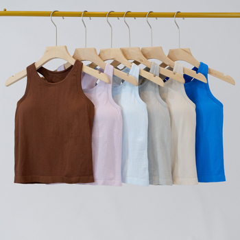 Ženska ljetna joga majica s I-oblikom leđa i jastučićem za prsni koš, visokim strukom, brzo se suši, prozračna