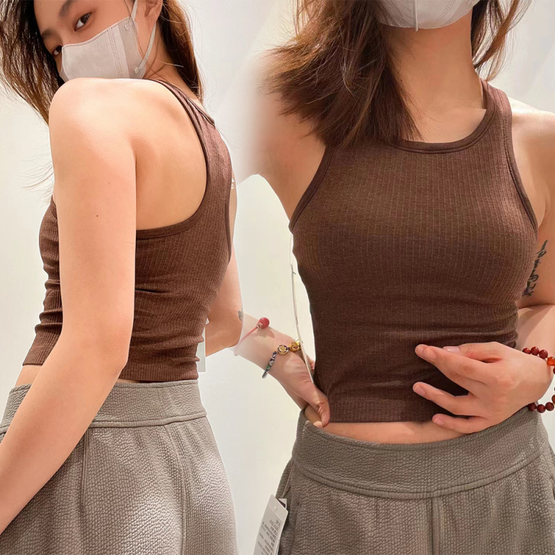 Ženska ljetna joga majica s I-oblikom leđa i jastučićem za prsni koš, visokim strukom, brzo se suši, prozračna