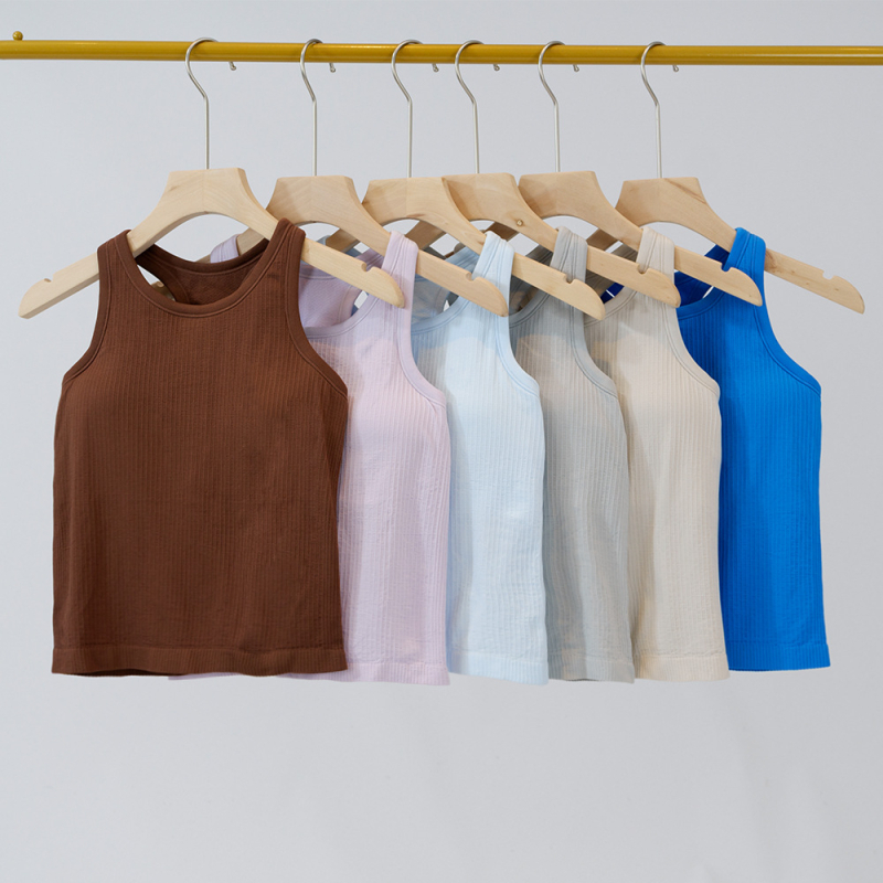 Ženska ljetna joga majica s I-oblikom leđa i jastučićem za prsni koš, visokim strukom, brzo se suši, prozračna