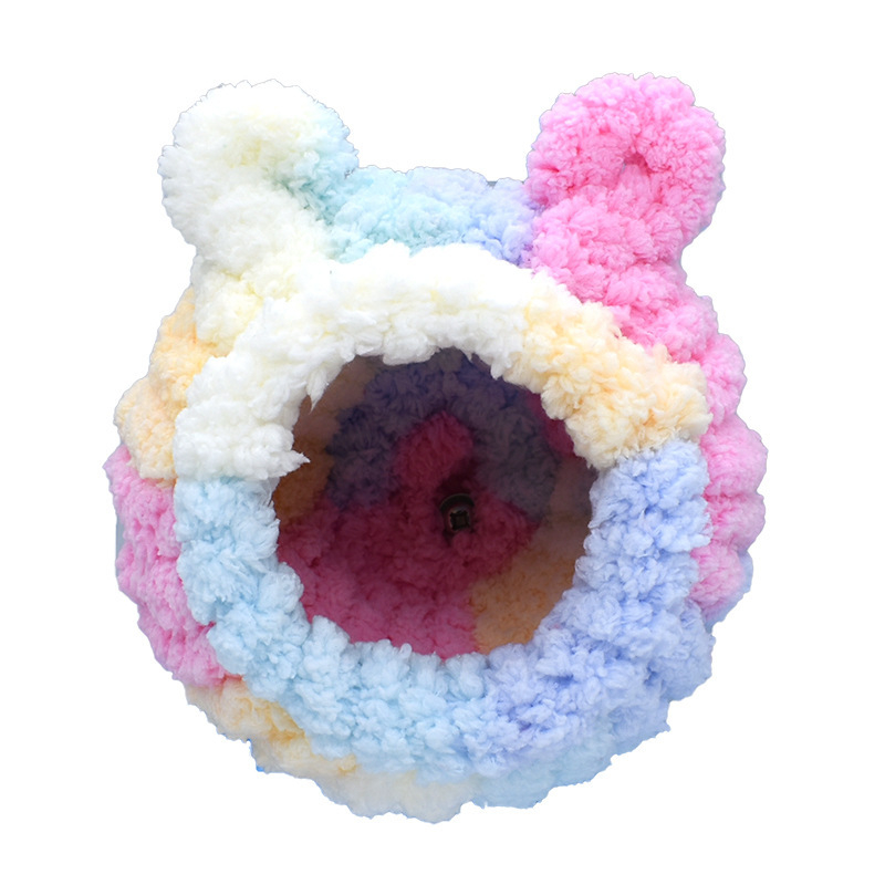 Cuib pluș pentru hamster – rotund, pentru interior, iarnă, material poliester, menține căldura și oferă odihnă și ascunzătoare