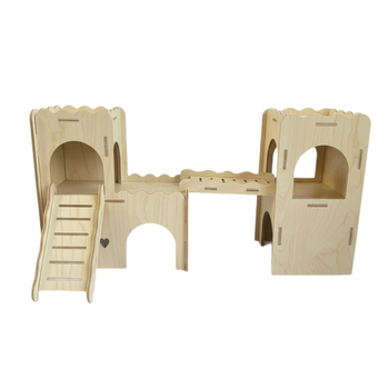 Adăpost din lemn pentru hamster cu scări, cuib cald, căsuță și jucării – set complet de decorare a cuștii