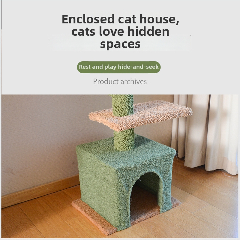 Fából készült macskamászó állvány integrált macskatoronával és odúval – Márka Man Meow, Egyszerű stílus, Importálás nélküli