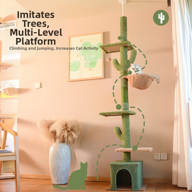 Fából készült macskamászó állvány integrált macskatoronával és odúval – Márka Man Meow, Egyszerű stílus, Importálás nélküli