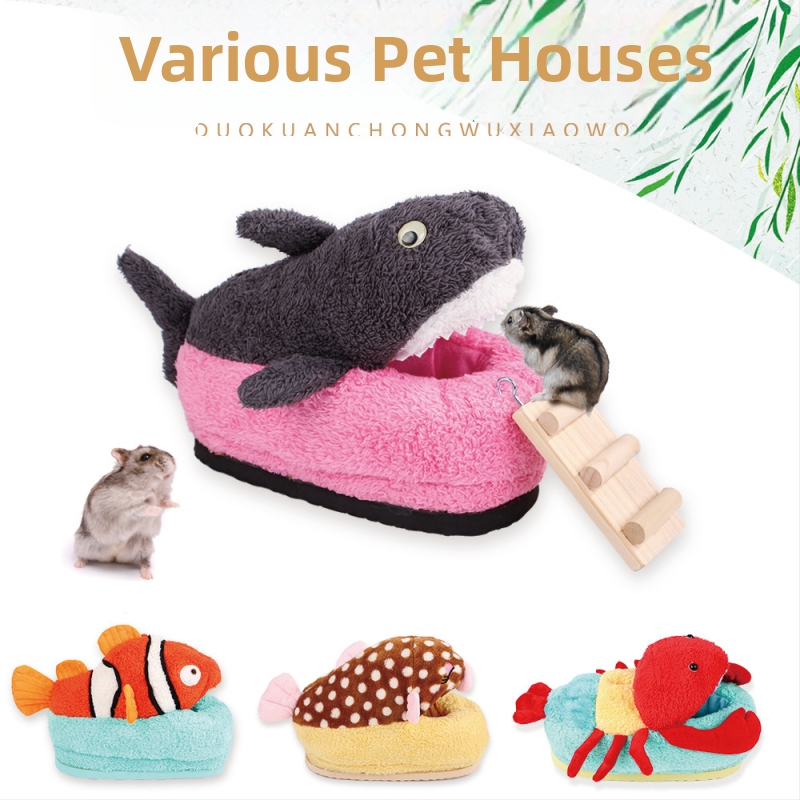 Hamster fészek – pamutból, téglalap alakú, pihenésre és elrejtésre, rajzfilm stílusú