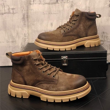 Muške vintage Martin čizme, kratke čizme za vanjsku/radnu, gornji dio od teleće kože, đon od gumene pjene, unutarnja mrežasta podstava