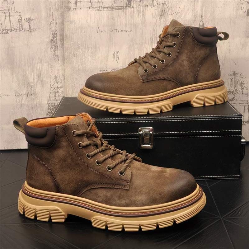 Muške vintage Martin čizme, kratke čizme za vanjsku/radnu, gornji dio od teleće kože, đon od gumene pjene, unutarnja mrežasta podstava