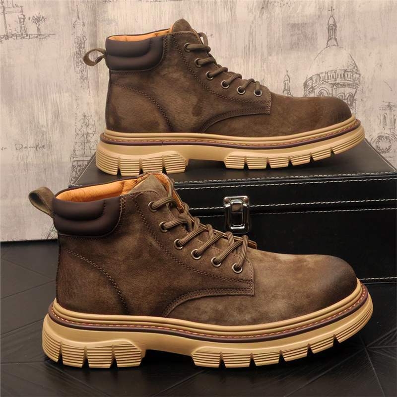 Muške vintage Martin čizme, kratke čizme za vanjsku/radnu, gornji dio od teleće kože, đon od gumene pjene, unutarnja mrežasta podstava