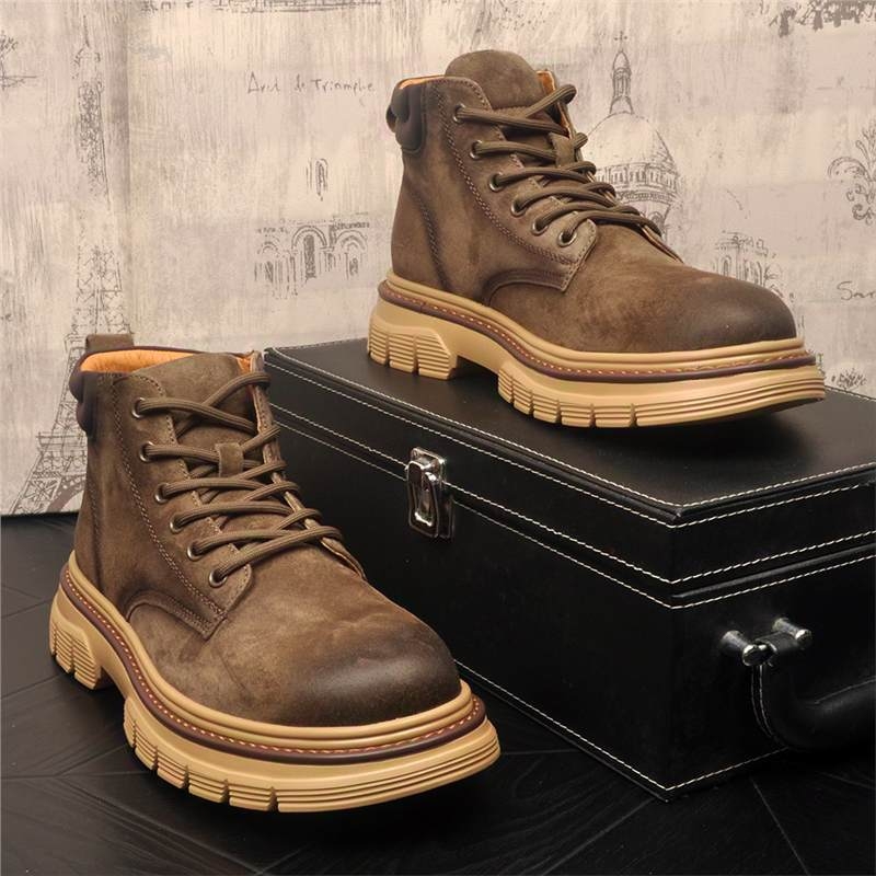 Muške vintage Martin čizme, kratke čizme za vanjsku/radnu, gornji dio od teleće kože, đon od gumene pjene, unutarnja mrežasta podstava