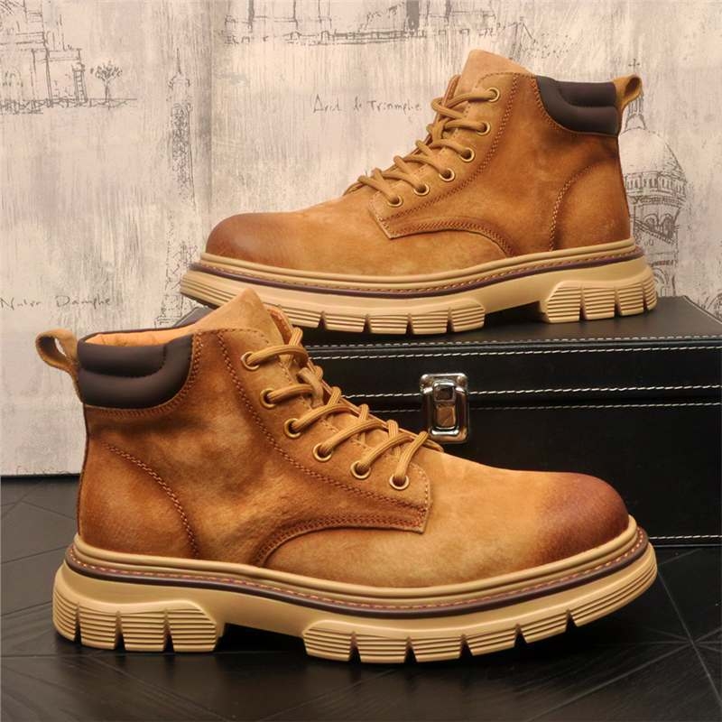 Muške vintage Martin čizme, kratke čizme za vanjsku/radnu, gornji dio od teleće kože, đon od gumene pjene, unutarnja mrežasta podstava