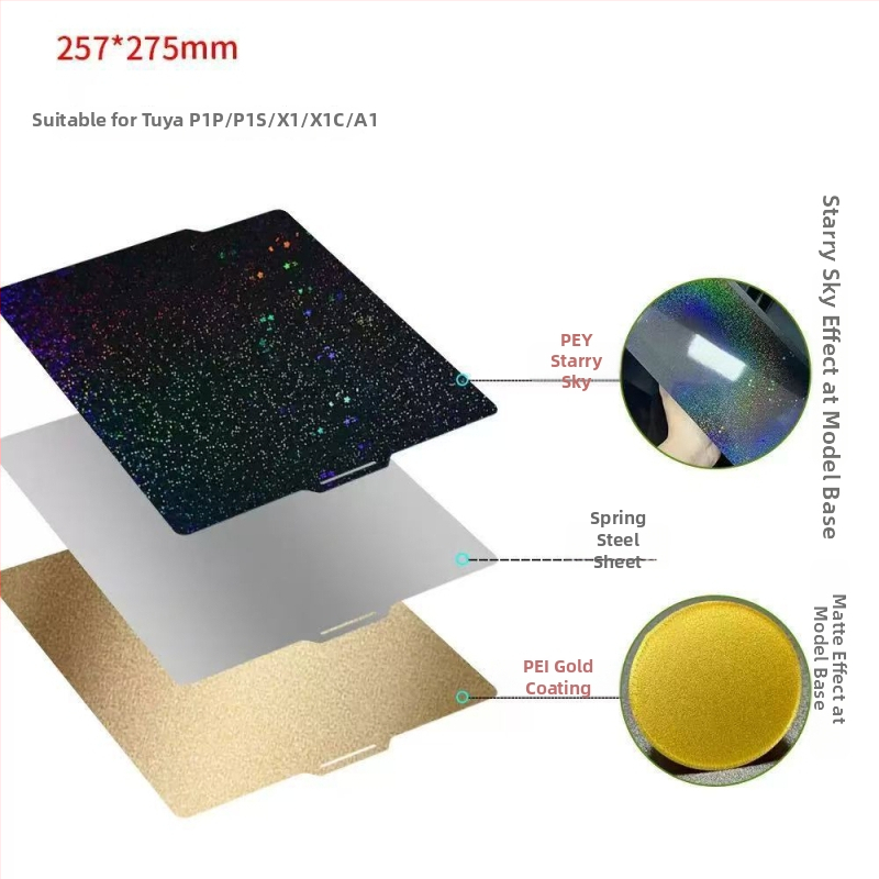 Rugós acél PEI lemez 3D nyomtató melegágyhoz, kompatibilis az A1/P1S/X1C modellekkel