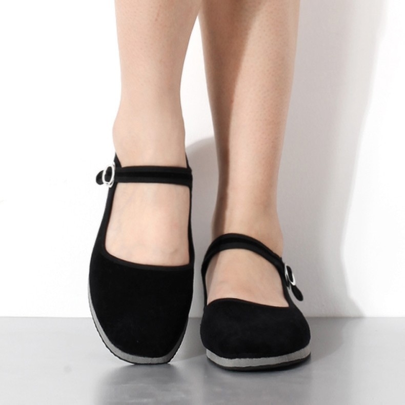 Pantofi de dans, partea superioară din pânză, talpă din cauciuc, talpă plată, femei pentru dansuri etno-folclorice