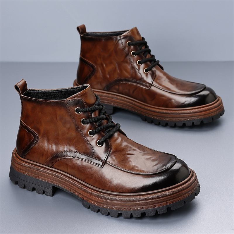 Muške Chelsea čizme srednjeg kroja, tople za zimu, gornji dio od reciklirane kože, gumena potplata, pamučna podstava