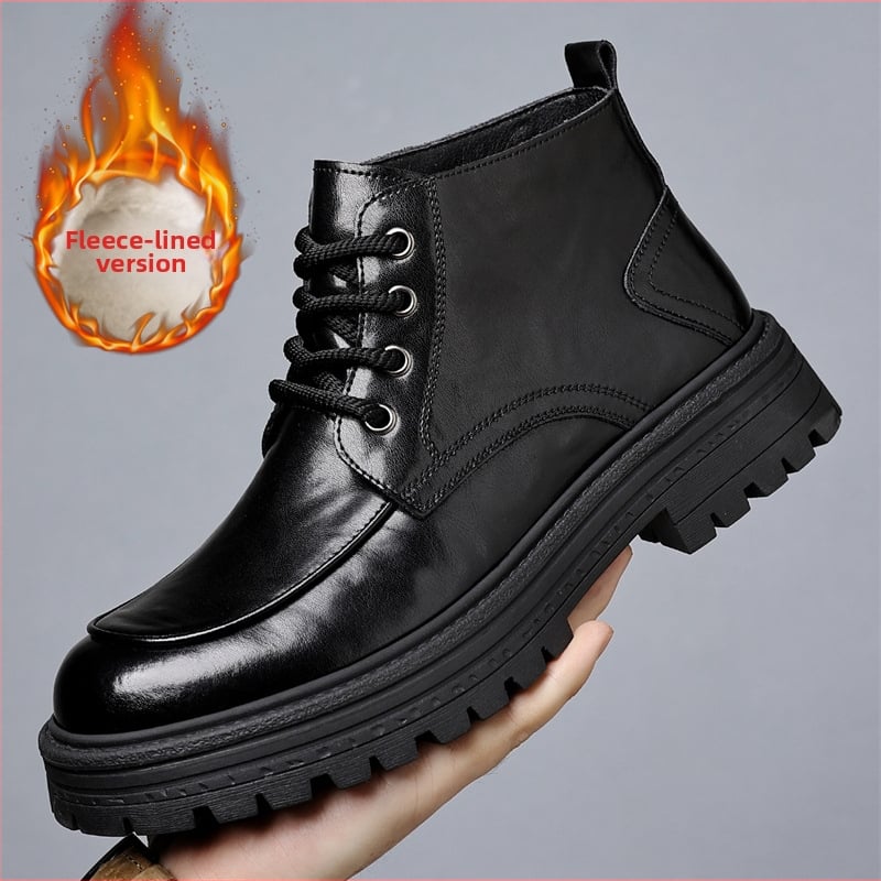 Muške Chelsea čizme srednjeg kroja, tople za zimu, gornji dio od reciklirane kože, gumena potplata, pamučna podstava