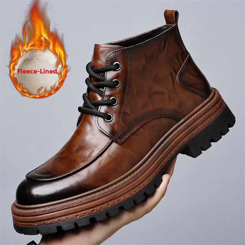Muške Chelsea čizme srednjeg kroja, tople za zimu, gornji dio od reciklirane kože, gumena potplata, pamučna podstava