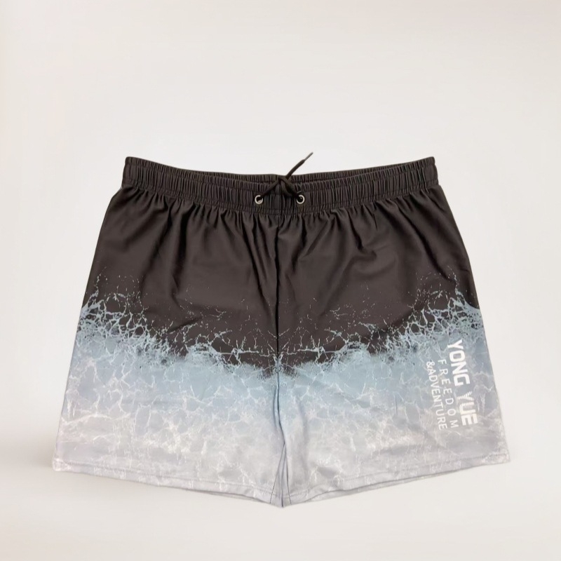 Boxer de baie pentru bărbați, croială lejeră, model imprimeu, țesătură poliester, greutate 220 g