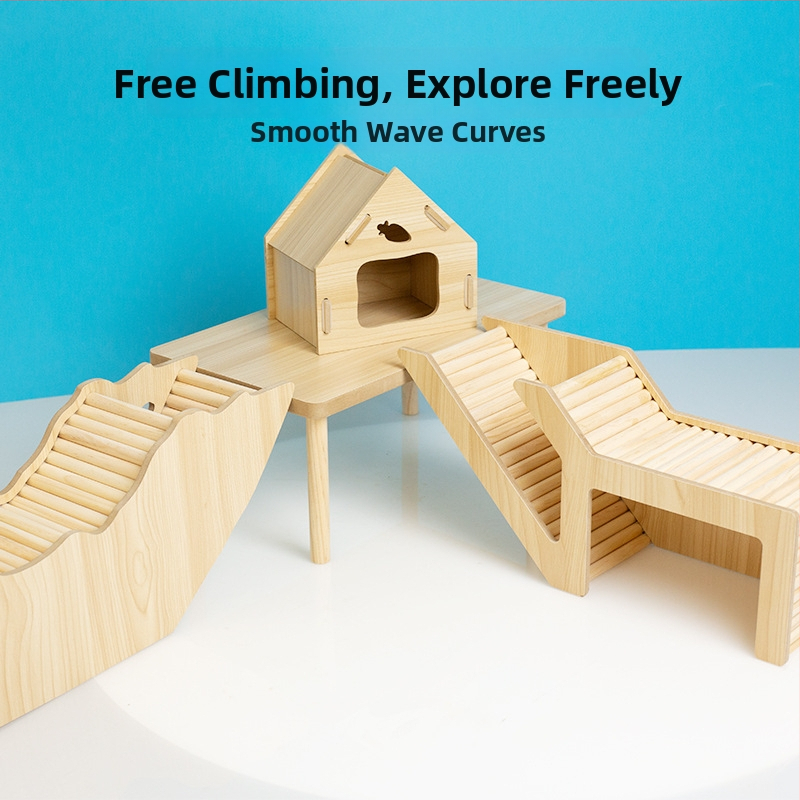 Fából készült hörcsög rejtekút, két szintes kialakítás, sajt alakú, beltéri játék