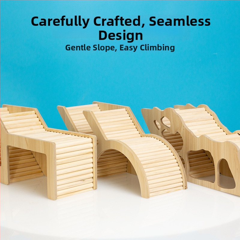 Fából készült hörcsög rejtekút, két szintes kialakítás, sajt alakú, beltéri játék