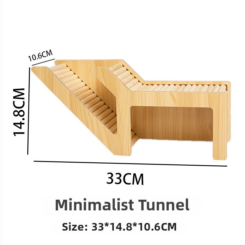 Fából készült hörcsög rejtekút, két szintes kialakítás, sajt alakú, beltéri játék