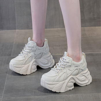 Pantofi sport pentru femei cu talpă groasă - Partea superioară din piele naturală dublă, căptușeală din fleece, platformă 6–8 cm, talpă TPU, închidere cu șireturi