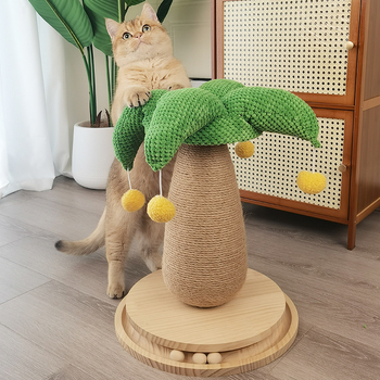 Miller Post de zgâriere pentru pisici cu frânghie de cânepă, placă densă, flanelă și spumă — stil pastoral