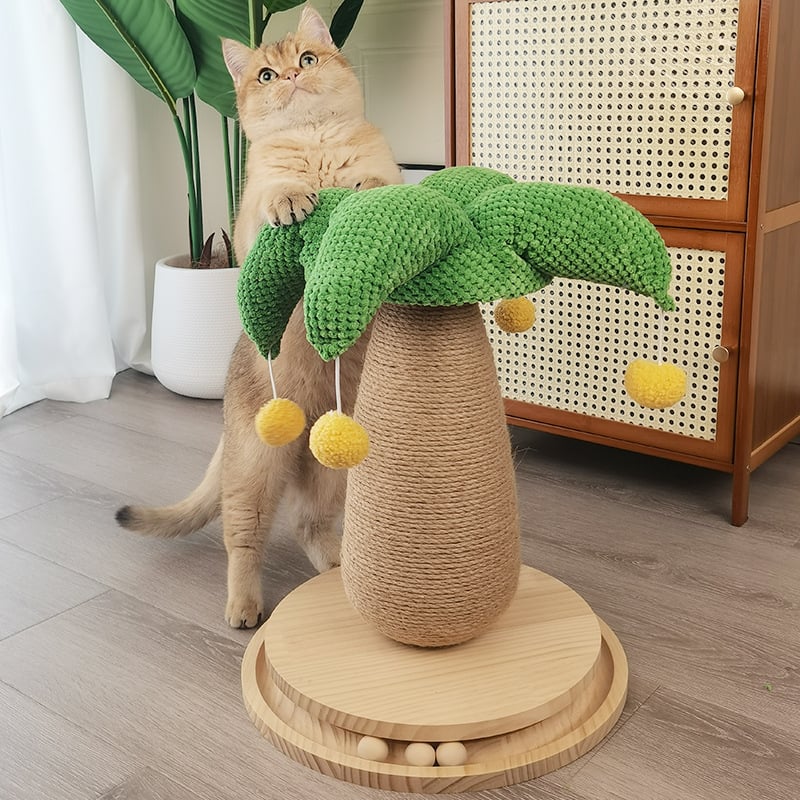 Miller Post de zgâriere pentru pisici cu frânghie de cânepă, placă densă, flanelă și spumă — stil pastoral