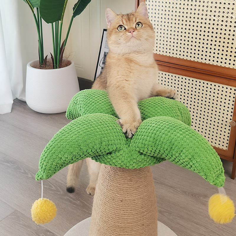 Miller Post de zgâriere pentru pisici cu frânghie de cânepă, placă densă, flanelă și spumă — stil pastoral