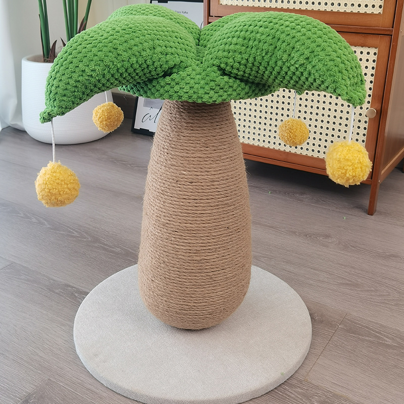 Miller Post de zgâriere pentru pisici cu frânghie de cânepă, placă densă, flanelă și spumă — stil pastoral