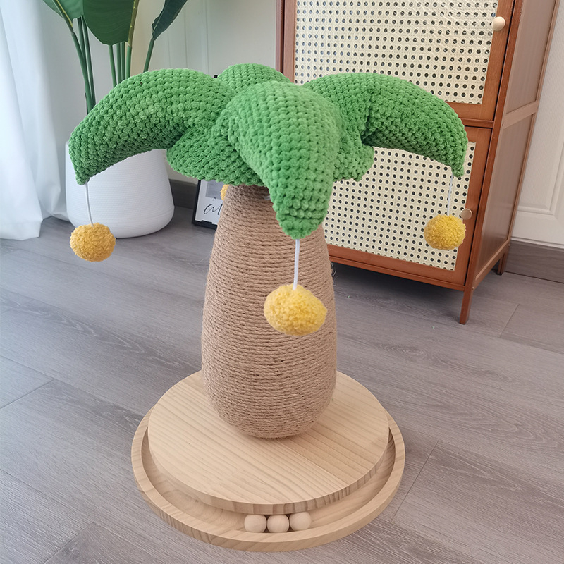 Miller Post de zgâriere pentru pisici cu frânghie de cânepă, placă densă, flanelă și spumă — stil pastoral