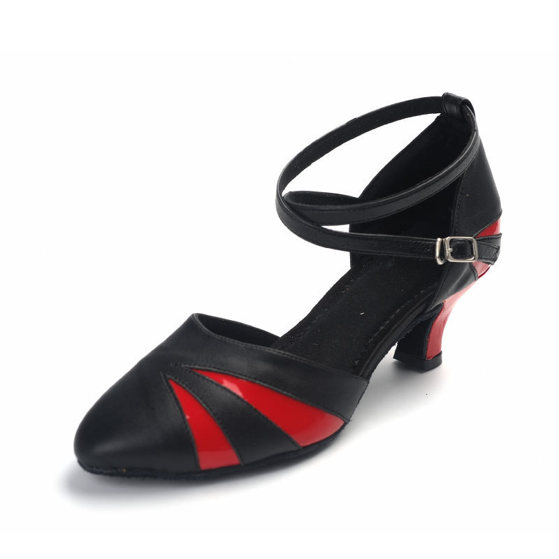 POVODA Latinsko plesno obuće za žene, gornji dio od sintetičke kože, potplat od dlakavog telećeg kože, prozračne i lake