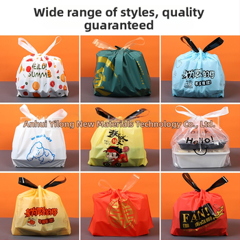 Jednorazová PE taška na donášku s šnúrkou – taška pre catering s potlačou loga, 50 kusov v balení