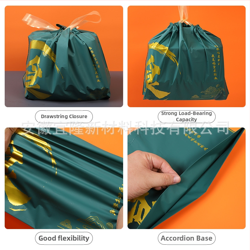 Jednorazová PE taška na donášku s šnúrkou – taška pre catering s potlačou loga, 50 kusov v balení