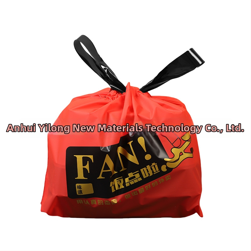 Jednorazová PE taška na donášku s šnúrkou – taška pre catering s potlačou loga, 50 kusov v balení