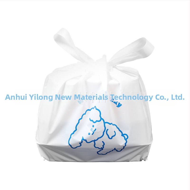 Jednorazová PE taška na donášku s šnúrkou – taška pre catering s potlačou loga, 50 kusov v balení