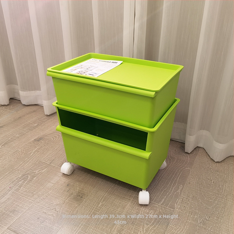 Plastová úložná krabica so kolieskami, dvojúrovňová na hračky, kapacita 40–50 L