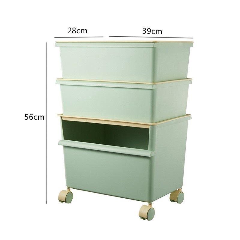 Műanyag tároló doboz kerékkel, kétszintes játékok számára, kapacitás 40–50 liter