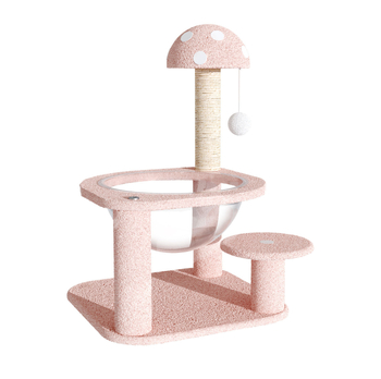 Macska mászó állvány integrált fészekkel és fával és kaparó deszkával, szisal anyag, aranyos stílus, eredet Xuzhou