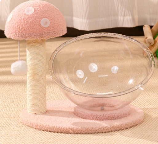 Macska mászó állvány integrált fészekkel és fával és kaparó deszkával, szisal anyag, aranyos stílus, eredet Xuzhou