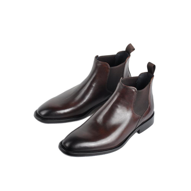 Muške Chelsea cipele od prave kože, ručna izrada, četvrtasti vrh, zimski stil, poslovni formalni stil