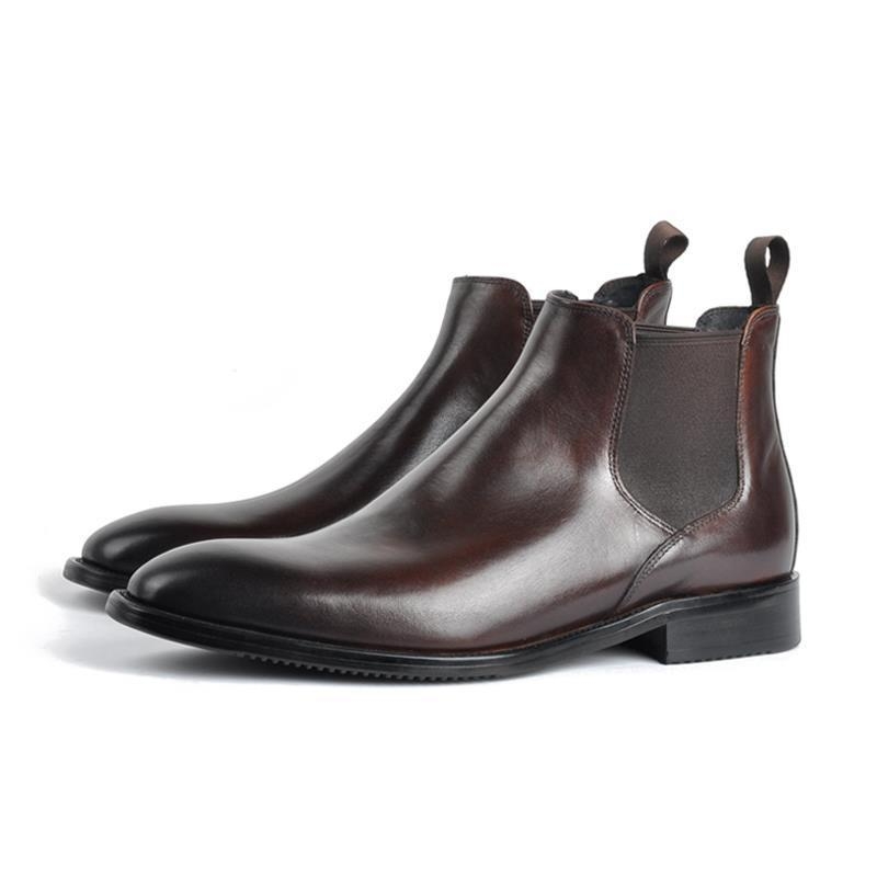 Muške Chelsea cipele od prave kože, ručna izrada, četvrtasti vrh, zimski stil, poslovni formalni stil
