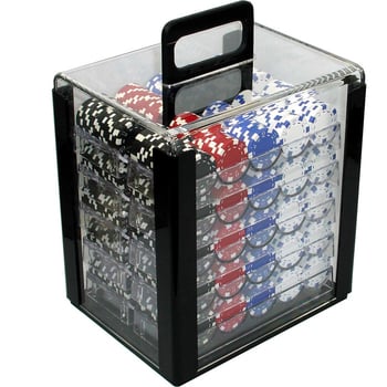 Akrilna kutija za poker čipove, kapacitet 1000 komada, prijenosna, za poker, šah i igre s kartama