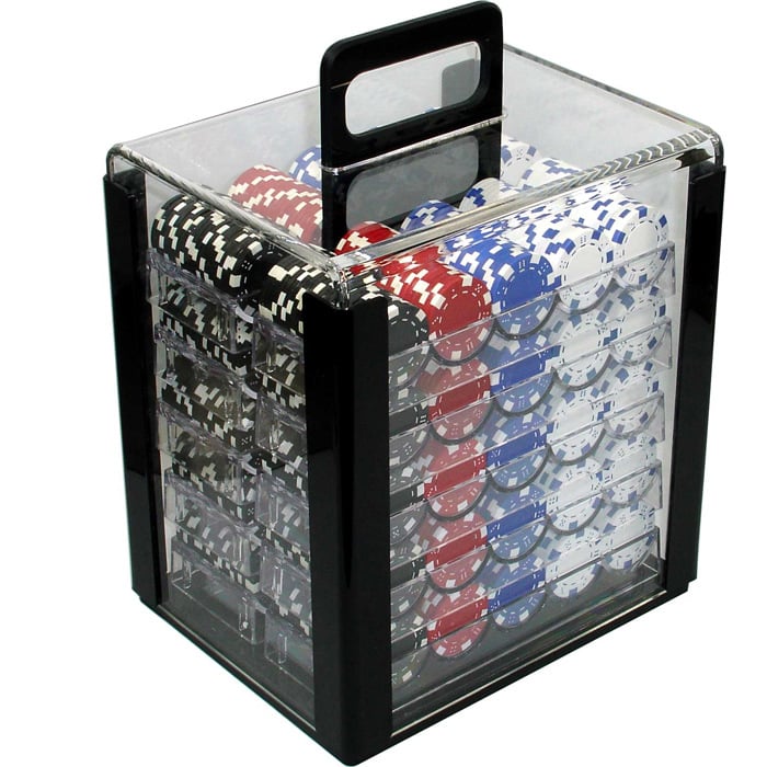 Akrilna kutija za poker čipove, kapacitet 1000 komada, prijenosna, za poker, šah i igre s kartama