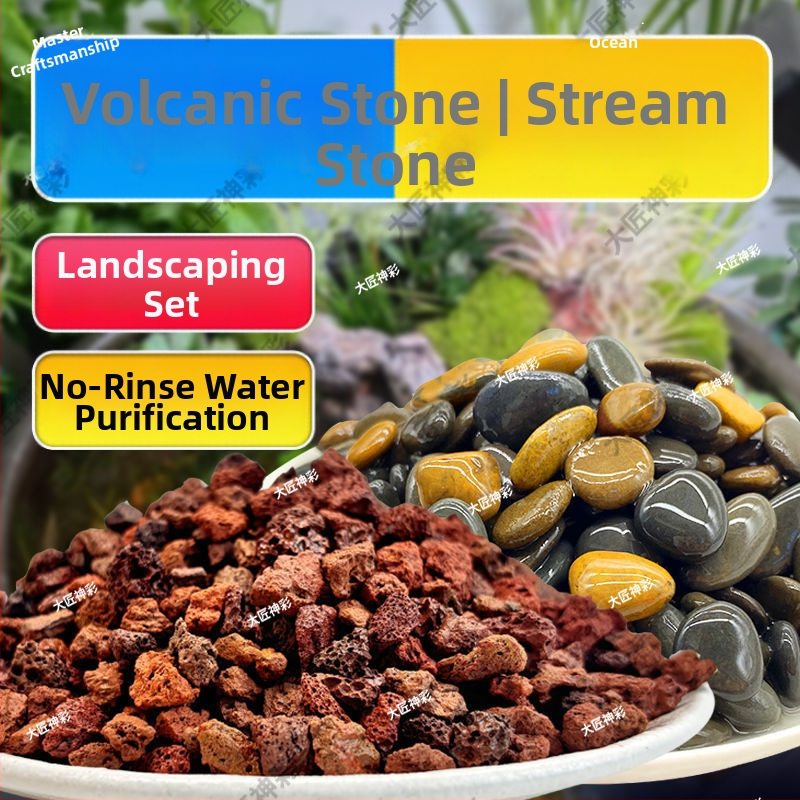 Dekoračný súbor vulkanických kameňov pre akváriá a krajinnú výzdobu so substrátom na dno
