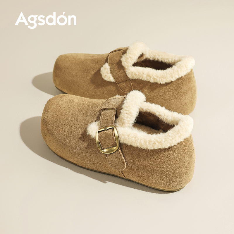 Agsdon Velvet Birkenstock stil zimskih cipela za žene - gornji materijal: platno, ulošak: baršun, unutarnja podstava: umjetni kratki pliš, potplat: TPU, srednja visina peta: 3-5 cm