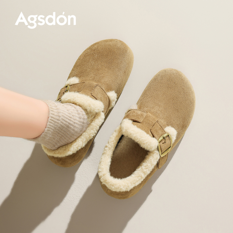 Agsdon Velvet Birkenstock stil zimskih cipela za žene - gornji materijal: platno, ulošak: baršun, unutarnja podstava: umjetni kratki pliš, potplat: TPU, srednja visina peta: 3-5 cm
