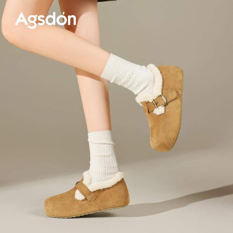Agsdon Velvet Birkenstock stil zimskih cipela za žene - gornji materijal: platno, ulošak: baršun, unutarnja podstava: umjetni kratki pliš, potplat: TPU, srednja visina peta: 3-5 cm
