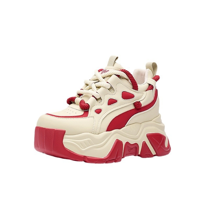 Ženske tenisice u stilu dad shoes, s povećanjem visine, wedge petom 6-8 cm, gornji dio od Super Fiber, vezanje šnirkama