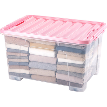 Átlátszó PP tároló doboz kerekekkel, összecsukható, többfunkciós