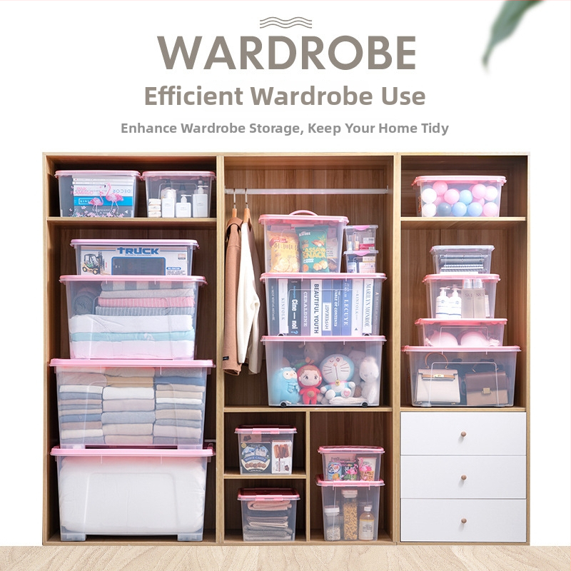 Átlátszó PP tároló doboz kerekekkel, összecsukható, többfunkciós