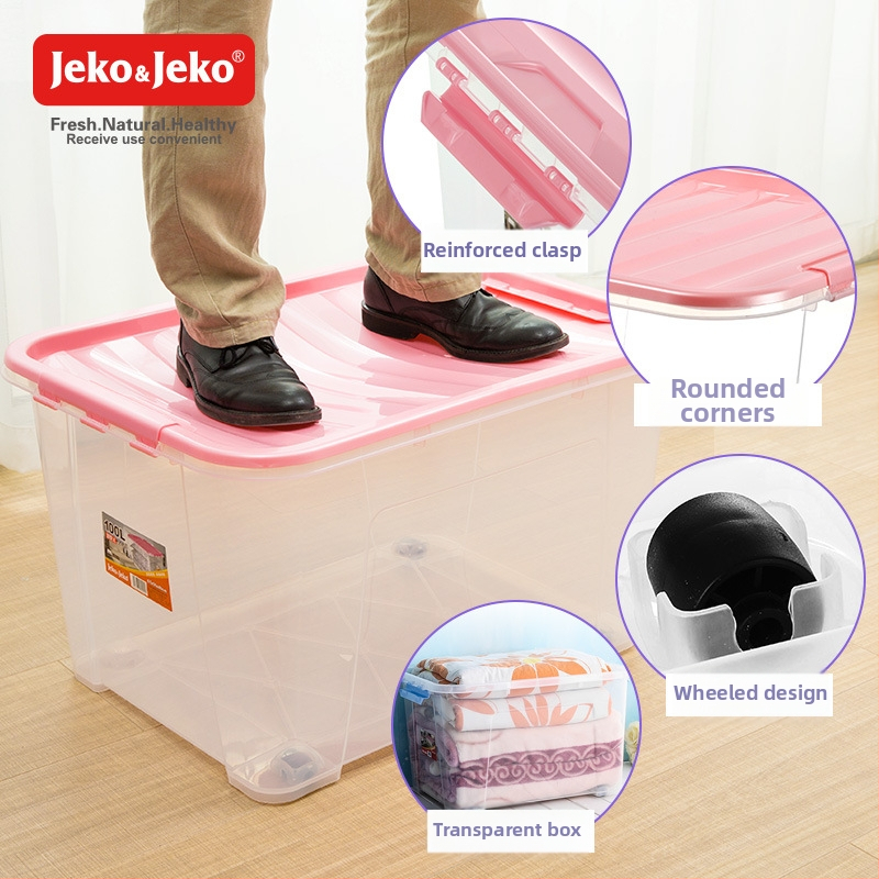 Átlátszó PP tároló doboz kerekekkel, összecsukható, többfunkciós